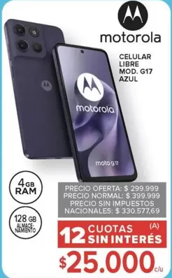 Motorola - CELULAR LIBRE MOD. G17