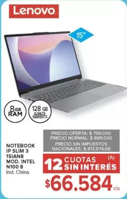 Lenovo - NOTEBOOK IP SLIM 3 15IANB MOD. INTEL N100 8