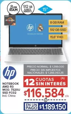 HP - NOTEBOOK AMD R3 MOD. 7320U SSD FC02