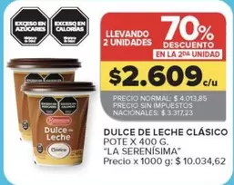 La Serenísima - Dulce de Leche Clásico Pote x 400 G.