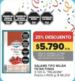 Paladini - SALAME TIPO MILÁN FETAS FINAS