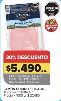 Cagnoli - Jamón Cocido Feteado