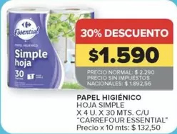 Carrefour - PAPEL HIGIÉNICO HOJA SIMPLE