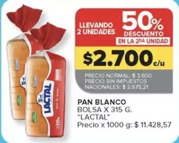Lactal - PAN BLANCO BOLSA