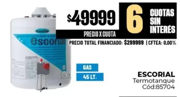 Escorial - Termotanque Cód.85704