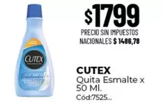 Cutex - Quita Esmalte x 50 Ml. Cód:7525