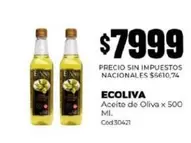 Ecoliva - Aceite de Oliva x 500 Ml, Cód:30421