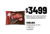 Melba - Galletitas 3 Un. x 120 Gr. Cód.3939