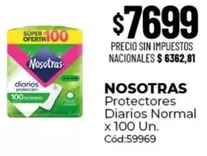 Nosotras - Protectores Diarios Normal x 100 Un. Cód:59969