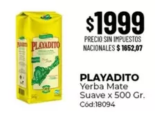 Playadito - Yerba Mate Suave x 500 Gr. Cód:18094
