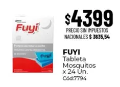 Fuyi - Tableta Mosquitos x 24 Un. Cód:7794