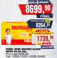 Huggies - PAÑAL BEBE HUGGIES CLASIC HIPER 28-30-36U