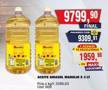 Marolio - ACEITE GIRASOL X 3 LT