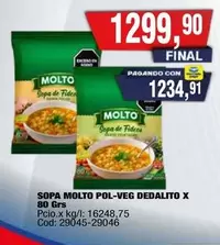 Molto - SOPA MOLTO POL-VEG DEDALITO X 80 Grs
