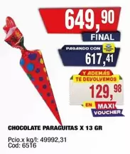 X$ - CHOCOLATE PARAGUITAS X 13 GR