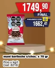Bariloche - mani bariloche c/choc. x 70 gr