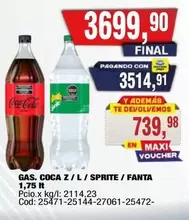 Coca cola - GAS. COCA Z / L / SPRITE / FANTA