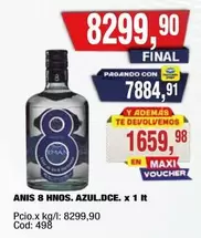 Mas - ANIS 8 HNOS. AZUL.DCE. x 1 lt