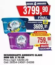 Glade - DESODORANTE AMBIENTE GLADE MINI GEL X 70 GR