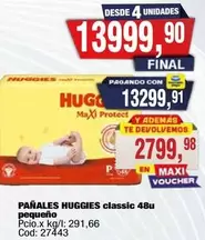 Huggies - PAÑALES HUGGIES classic 48u pequeño