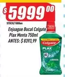 Colgate - Enjuague Bucal Plax Menta