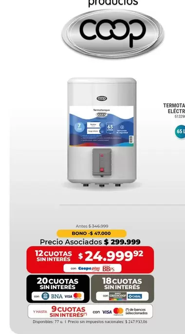 Coop - Termotanque Eléctrico