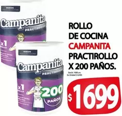 Campanita - ROLLO DE COCINA PRACTIROLLO X 200 PAÑOS