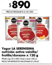 X$ - Yogur nutricion activa vainilla/frutilla/durazno