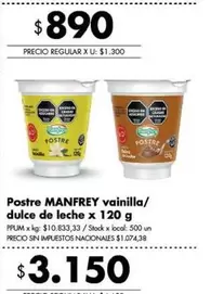 Manfrey - Postre vainilla/dulce de leche