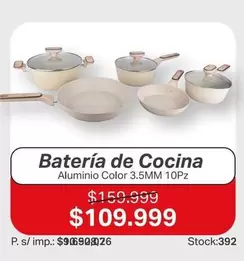 Batería de Cocina Aluminio Color 3.5MM 10Pz