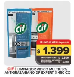 Cif - Limpiador Vidrio Multiuso Antigrasa/Baño Dp Expert