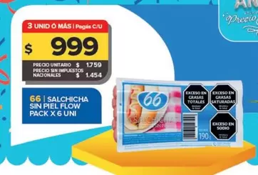 66 - Salchicha Sin Piel Flow Pack