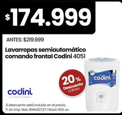 Codini - Lavarropas semiautomático