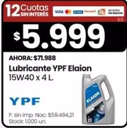 X$ - Lubricante Elaion 15W40 x 4 L.