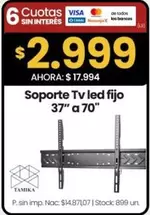 Soporte TV led fijo