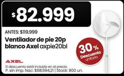 Axel - Ventilador de pie 20p blanco axpie20bl