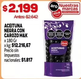 M&K - ACEITUNA NEGRA CON CAROZO