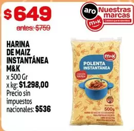 M&K - HARINA DE MAIZ INSTANTÁNEA