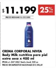Nivea - CREMA CORPORAL Body Milk nutritiva para piel extra seca