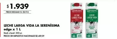 La Serenísima - LECHE LARGA VIDA