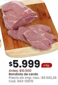 X$ - Bondiola de cerdo Cod. 943-13970