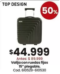 Valija con ruedas fijas 15" plegable, Cod. 610529-610520