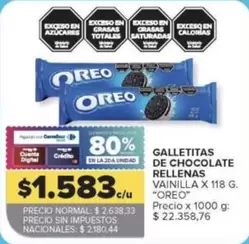 Oreo - GALLETITAS DE CHOCOLATE RELLENAS