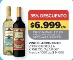 Alamos - VINO BLANCO/TINTO V/TIPOS BOTELLA