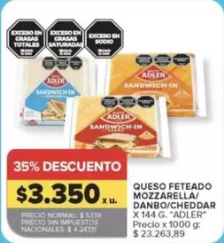 Adler - QUESO FETEADO MOZZARELLA/DANBO/CHEDDAR