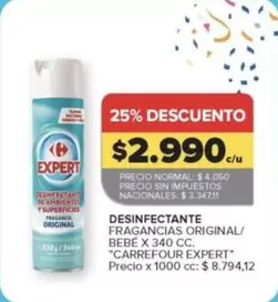 Carrefour - DESINFECTANTE FRAGANCIAS ORIGINAL/BEBÉ X 340 CC.