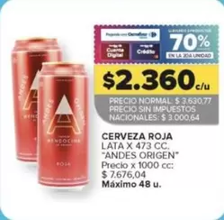 X$ - CERVEZA ROJA LATA X 473 CC.