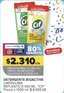 Cif - DETERGENTE BIOACTIVE LIMÓN/LIMA REPUESTO