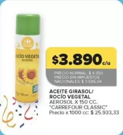 Carrefour - ACEITE GIRASOL/ ROCÍO VEGETAL AEROSOL