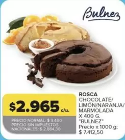 X$ - ROSCA CHOCOLATE/LIMÓN/NARANJA/MARMOLADA
